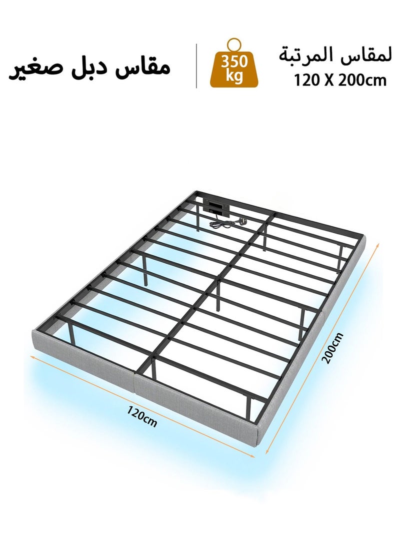 يانارا هيكل سرير معلق بإطار محيط مبطّن وإضاءة LED، منصة سرير معدنية (مقاسات: توين/كوين/كينغ) مع تخزين تحت السرير، مدعوم بدعامات فولاذية ثقيلة، لا حاجة لسرير نابضي، تصميم مقاوم للضوضاء، تركيب سهل، باللون الرمادي - Image 5